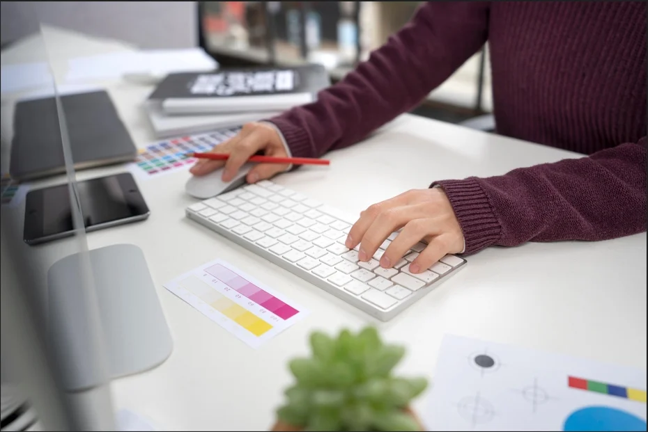 Creative workspace showing brand identity and logo design trends 2026 planning