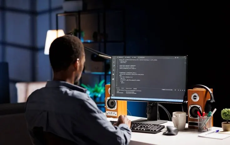 Web developer coding eCommerce website setup