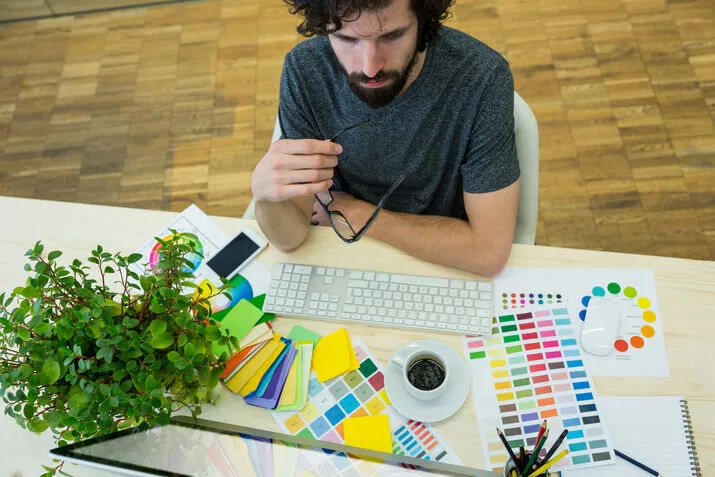 Graphic designer choosing colors
