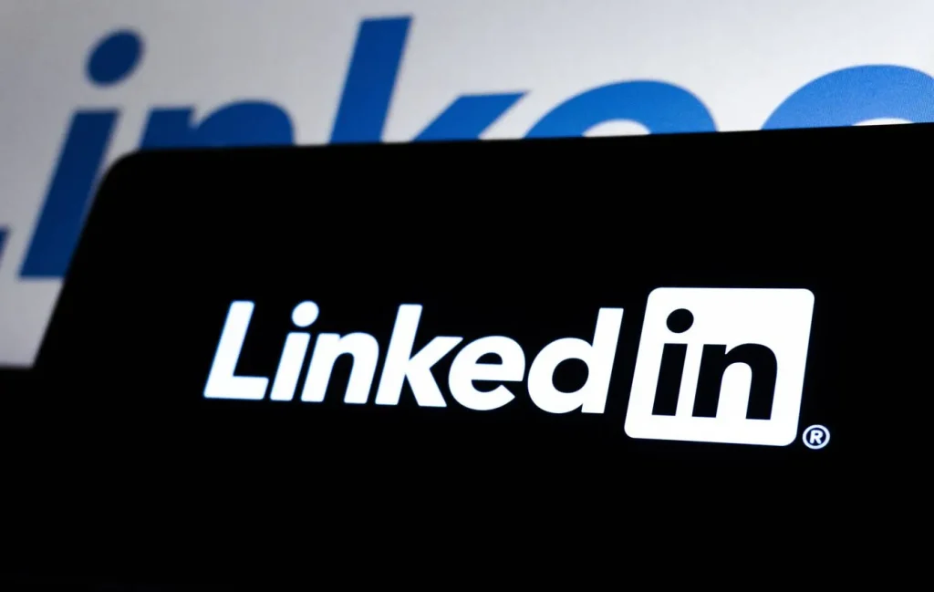 LinkedIn logo on digital display screen