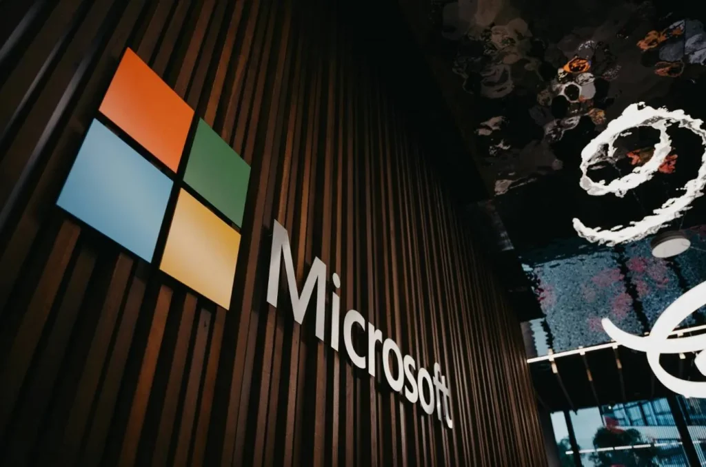 Microsoft office logo on modern wall