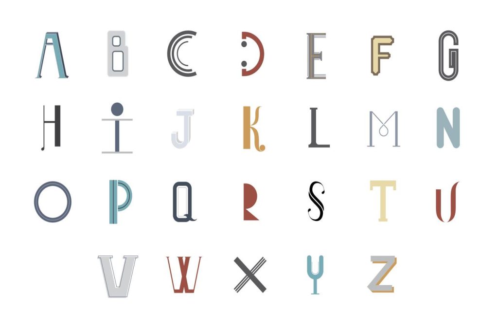 Stylized alphabet lettermark logo examples showcasing unique typography and branding concepts.
