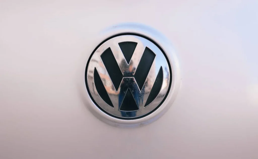 Volkswagen car logo on vehicle front emblem