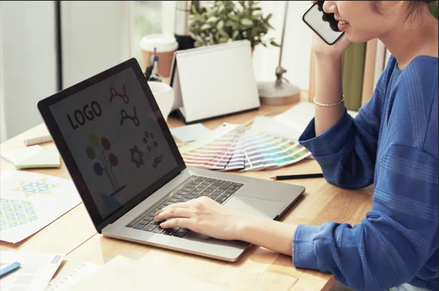 Logo design on laptop